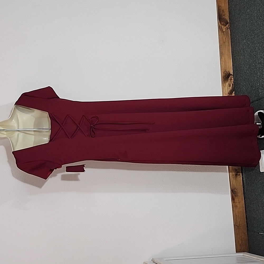 Dress Vintage Faux Corset Burgundy Plus Size 18 - Picture 9 of 13